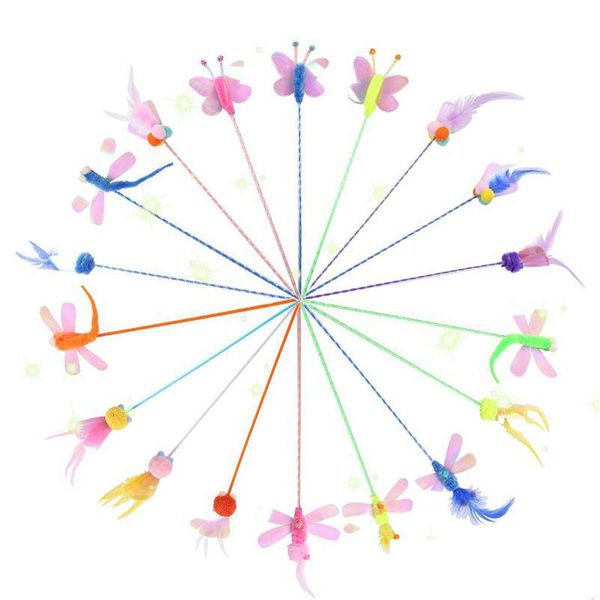 Jouets pour chats 1 PC Colorf Sounding Dragonfly Feather Tickle Rod Teaser Interactive Training Pet Fun Supplies 5492 Q2 Drop Delivery Home Ga Dh9Y8