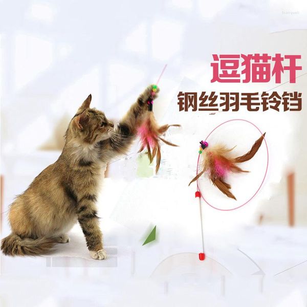 Juguetes para gatos 110 cm Plástico Metal Alambre Pluma Catcher Teaser Wand Toy Sticks Regalos de entrenamiento interactivos