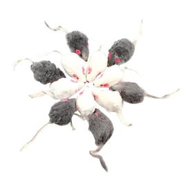 Jouets pour chats 12 pièces fausse souris animal de compagnie souris à queue à poils longs son hochet doux vraie fourrure grinçant Toy283t