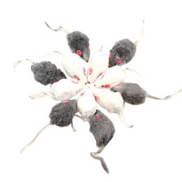 Jouets pour chats 12 pièces fausse souris animal de compagnie souris à queue à poils longs son hochet doux vraie fourrure grinçant Toy224Z