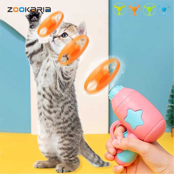 1pc Cat Toys Cat Fetch Tracks Toy Flying Propellers Disc Saucer Launcher Chasing Game Toy Interplay Ejercicio Juguete Suministros de entrenamiento G230520