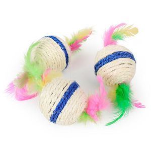Cat Toys 1pc Sisal Feather Ball Toy Funny Pet Kitten Interactive Gastping Bite Teaser Nip Kraslever Producten