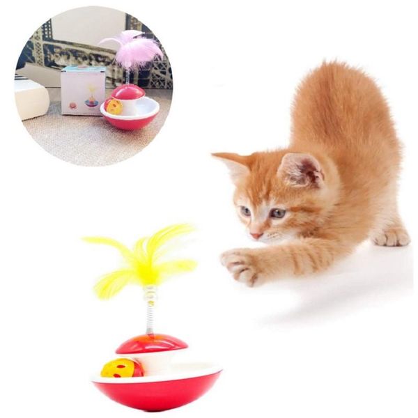 Juguetes para gatos 1 unid juguete duradero bola de plumas para gatos divertido plástico colorido gatito teaser vaso accesorios para cachorros