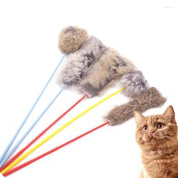 Cat Toys 1pcs Pet Hairs Teaser Artificial Toy Fake Hair Fault Fur Wand Teasers voor Play Fun Stick willekeurig