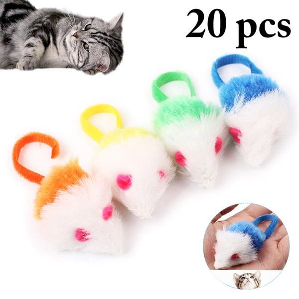 Juguetes para gatos 20 piezas mascota divertido color sólido cola larga ratón juguete peluche juego interactivo entrenamiento para gatos gatitos perros