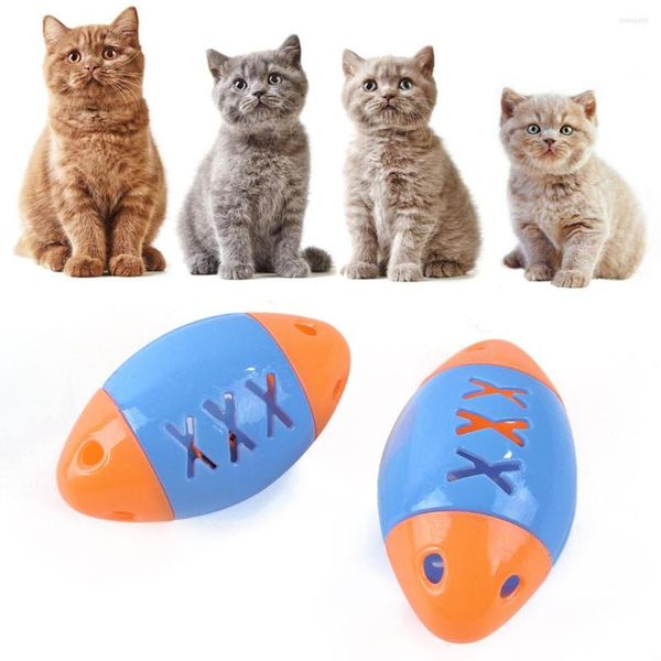Jouets pour chats, 2 pièces, balle interactive, jouet en plastique, Rugby, petit chaton, cloche de chasse, ajouré pour animaux de compagnie