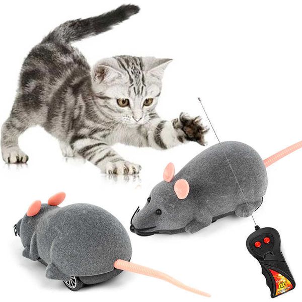 Juguetes 3 colores para gatos RC Ratones electrónicos Juguetes para gatos Control remoto inalámbrico Simulación Ratón de peluche Divertido juguete interactivo para ratas para mascotas Gatitos Gatos G230520