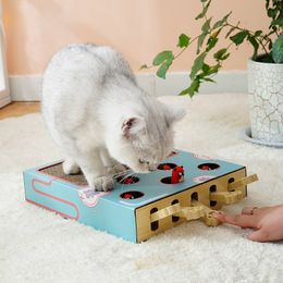Cat Toys 3 In 1 Cat Scratching Board Cats Interactive Hunt Mouse met Scratcher Funny Stick Hit Gophers Maze Plaag 230222
