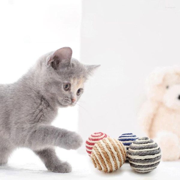 Cat Toys 3pcs Pet Sisal Rope Weave Ball Teaser Play Woven Moring Hilet Scratch Chat Catch Interactive Toy