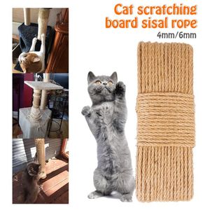 Juguetes para gatos 4/6mm 50m poste rascador juguete de árbol cuerda de yute natural hilo trenzado cuerda de macramé DIY artesanía decoración hecha a mano