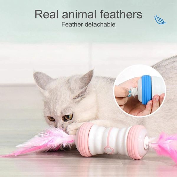 Juguetes para gatos 4 colores LED colorido USB eléctrico divertido juguete de plumas rotación automática artefacto ABS y rueda de silicona de calidad alimentaria