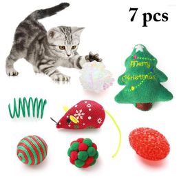 Juguetes para gatos, 7 Uds., juego de juguetes de Navidad, ratones falsos, ratón que juega, mordedor interactivo para mascotas, suministros para gatos