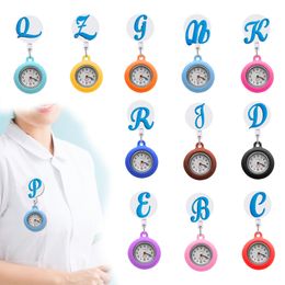 Toys de chat Blue grandes lettres clip de poche montres de poche rétractables hôpitaux médicaux badge badge sur revers fob watch hang horloge cadeau avec otbfg