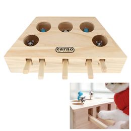 Cat Toys Cat Catching Mouse Pet Hit Hamster met 3/5-holed muisgaten vangen bijten bijten houten kattenjacht speelgoed interactief speelgoed G230520