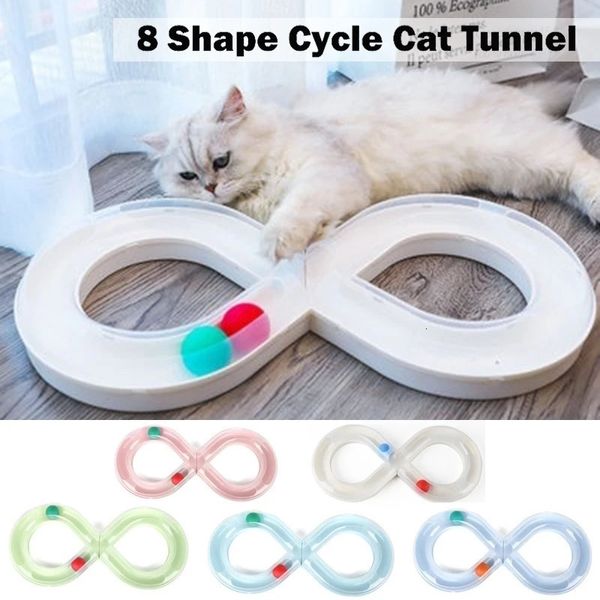 Juguetes para gatos Juguete interactivo para gatos Circuito de rodillos Diseño de túnel de juguete Bolas giratorias para correr 8 en forma de gatito para mascotas Pista giratoria Figura 231011