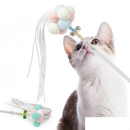 Juguetes para gatos Cat Teaser Toys Kitten Funny Colorf Rod Cats Wand Toy Acrílico Pet Interactive Stick Suministros Drop Entrega Hogar Jardín Pet Su Dhfbr