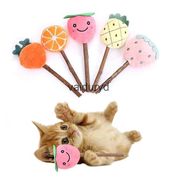 Jouets pour chats, jouet en bois Polygonum, menthe à chat, sucette en peluche avec cloche intégrée, fournitures molaires résistantes aux morsures pour animaux de compagnie, vaiduryd