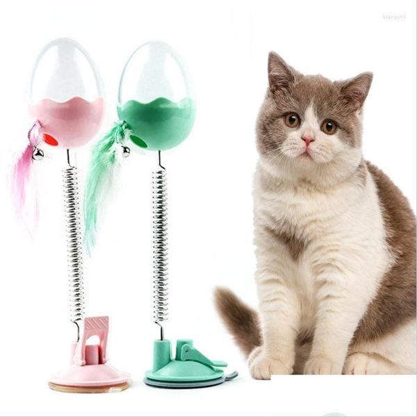 Toys Cat Toys Cat 1pc Chien Toby Toy qui fuit une balle Stick Interactive 3Colors avec Sucker Spring Feather Flash Bell Swing Home industry Dhaf8