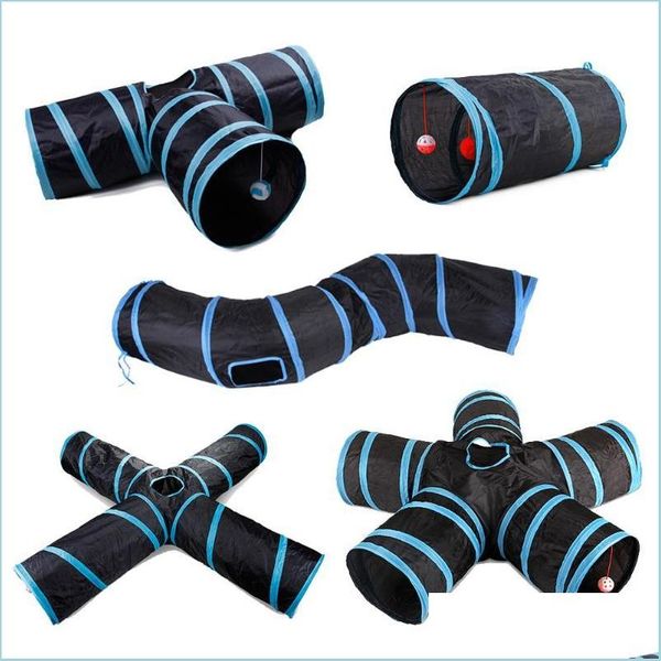 Cat Toys Cat Toys 5/4/3 Holes Tunnel Tube Funny Kitten plegable para entrenamiento interactivo Animal Play Games Pet Productcat Homeindustry Dhc5D