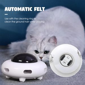 Jouets pour chats Jouets pour chats Automatique Amusant Plateau tournant électrique UFO avec plume USB Charge Formation Chaton Produits pour animaux de compagnie Nouveauté 231011