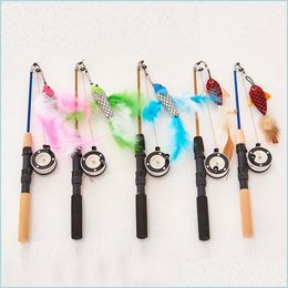 Juguetes para gatos Juguetes para gatos Juguete interactivo Palo Varita de plumas Varita en forma de pez Caña de pescar Teaser Suministros Aleatorio Colorcatcat Drop Del Homeindustry DHKBM