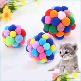 Cat Toys Cat Toys Toy Colorf Handmade Bells Bouncy Ball Ingebouwde Catnip Interactive 1PC Drop Delivery 2021 Home Garden Pet Supplies Ho Dhfac