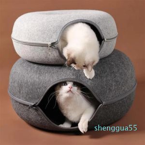 Cat Toys Cats House Basket Natural Felt Pet Cave Beds Nest Funny Round Egg-Type With Cushion Mat For Small Dogs Puppy Pets Supplie230Z