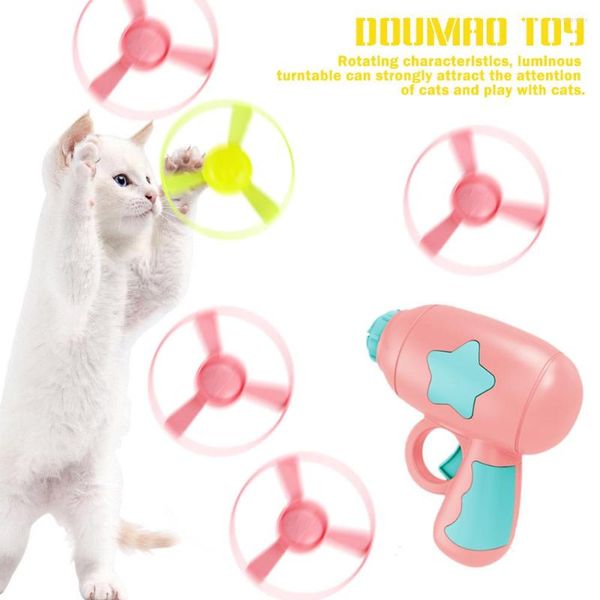 Juguetes para gatos Gatos Interactivo Platillo volador Pistola Disco luminoso Discos de libélula de bambú Juego de entrenamiento Perros de compañía Ejercicio