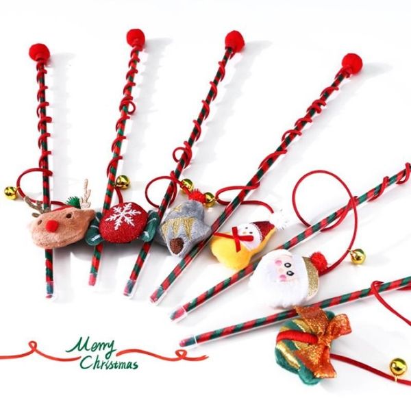 Juguetes para gatos Juguete de Navidad Interactivo Pluma Campana Teaser Stick Varita Divertida Mascota Interior Accesorios de felpa 293p