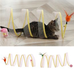 Chat Jouets Pliable Drôle Tunnel Tube Chat Jouet Interactif Avec Plume Simulation Souris Portable Doux Chiot Chaton Jouant Jouets