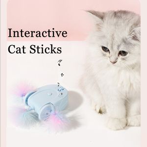 Cat Toys Crazy Mouse Interactive Intelligente Automatische muizen spelen grappige teaser Feather Toy Electric S Sticks Pet Supplies 230309