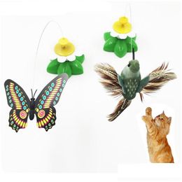 Katspeelgoed Leuke elektrische roterende colorf vlinder vogel grappige honden krassen speelgoed voor kleine katten intelligentie tainingcatcat drop levering dhoki