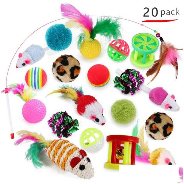 Jouets de chat mignon mini molleton doux fausse souris colorf plume drôle jouant jouet de formation pour chats chaton chiot fournitures pour animaux de compagnie drop livrer dhlqs