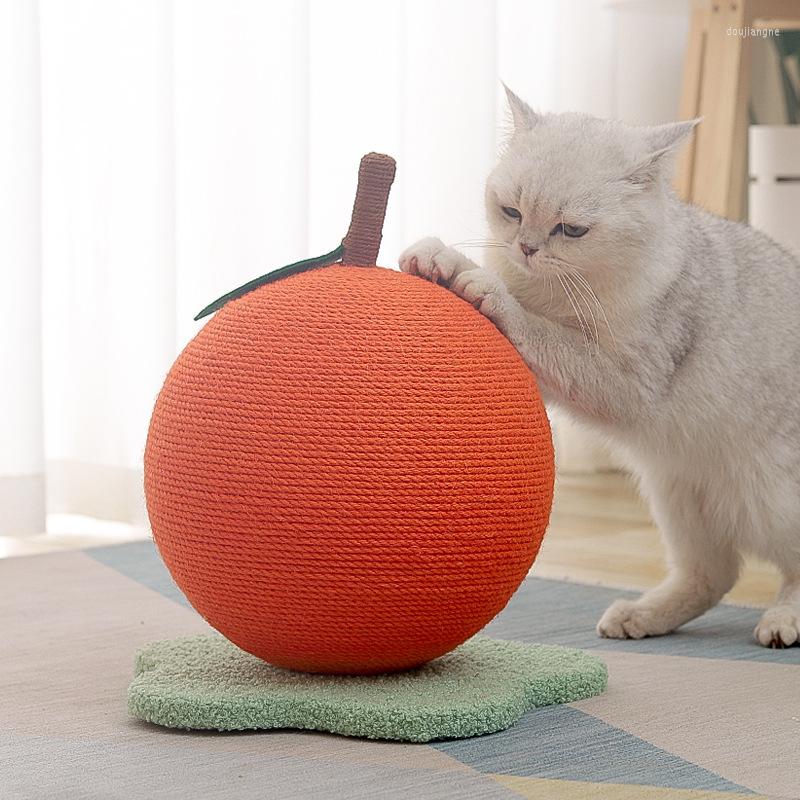Toys de gato fofos forma laranja moagem de garra bola de escalada quadro de arranhões divertido interativo