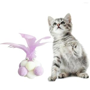 Cat Toys Delicate Ball Toy Fake Feather Kitten Chew Plush Interactive Pet Training Bell Supplies
