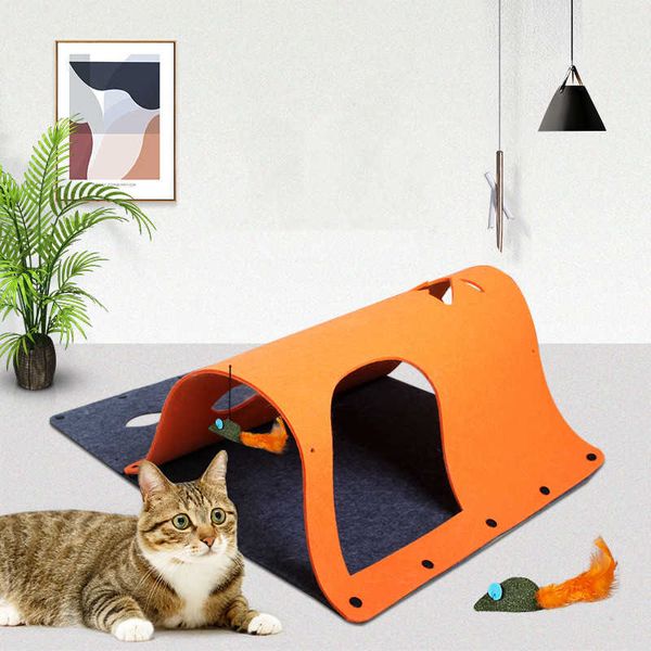 Chat Jouets DIY Combinaison Tunnel Interactive Hide Seek Jeu Litière Menthe Souris Jouet Feutre Pliable 210929