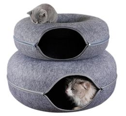 Jouets de chat de beignet de beignet pour animaux de compagnie Natural Felt Pet Cave Round Wool pour petits chiens Play TOYCAT5009717