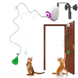 Cat Toys Electric Cat Toy Rope Automatisch plagen Cat String speelgoed Hanging Door Interactive Cat Game Toy Random Swinging Cat Scratching Stick D240530