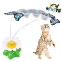 Cat Toys Elektrisch roterend speelgoed Automatische kleurrijke vlindervogelvorm Plastic grappige huisdier kitten interactieve training