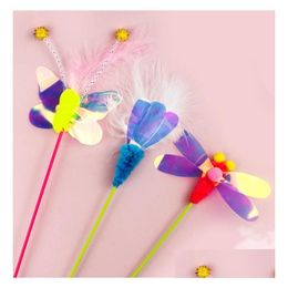 Kat Speelgoed Veer Teaser Wand Leuk Huisdier Kitten Kitty Spelen Speelgoed Interactieve Hengel Stick Catcher Sporter Met Dragonfly Butterfl Dhjy0