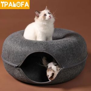 Cat Toys Filt Pet House Tunnel Bed Cats Interactive Funny Kitten Large Toefen speelgoed Verwijderbare producten Villa 231027