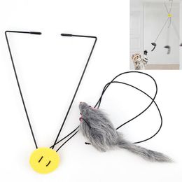 Jouets pour chats, souris à porte suspendue, amusante et rétractable, en peluche, anti-Stress, pour salon, chaton interactif