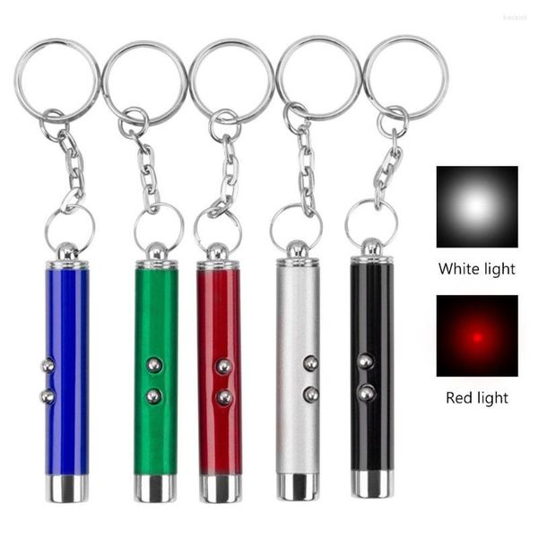 Cat Toys Funny Stick 2 en 1 Red Beam Pen White LED Torch Light Childrens Play Chase Toy con llavero