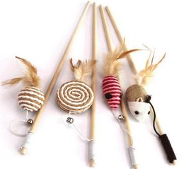 Toys de chat Stick Funny Interactive chaton Wood Wand Feather Bell Fish Rat Rat Doll Catcher Exercice pour Animal Indoor7998418