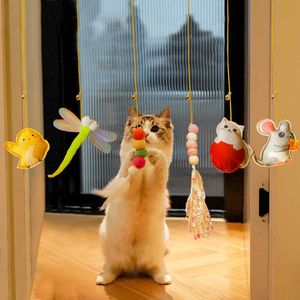 Toys Funny Cat Swing Toys for Cats Kitten met elastisch touw veer Insect Handfree Cat Toys Teaser Wand Pet Products voor dropshipping G230520