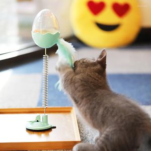 Cat Toys Funny Tumbler Toy Interactive Swing Lekkende Food Ball Feather Spring flitsende kitten zelfspelende huisdierproducten