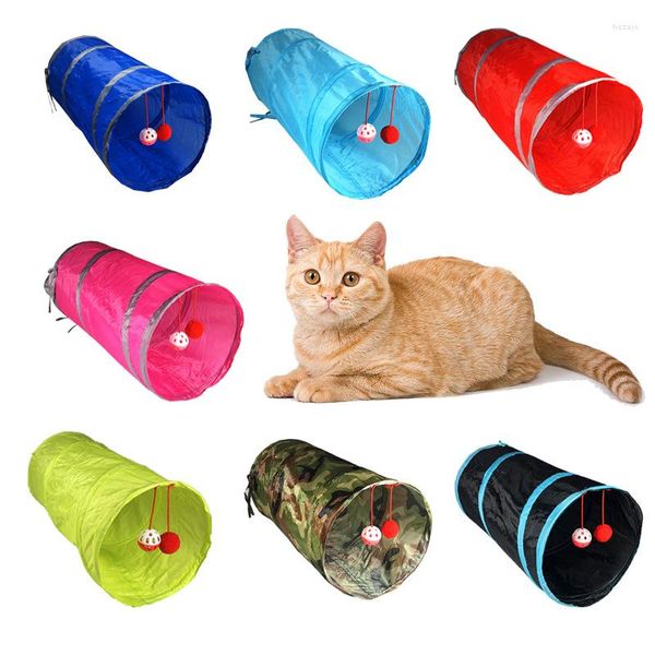 Brinquedos para gatos Túnel divertido para animais de estimação Tubos de brincar com 2 furos Bolas dobráveis Acessórios para cachorros