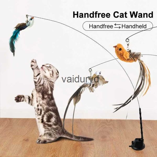 Jouets pour chats baguette de chat oiseau/plume mains libres avec cloche ventouse puissante jouets interactifs pour chats chaton exercice de chasse produits pour animaux de compagnievaiduryd