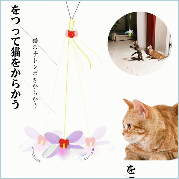 Juguetes para gatos Puerta colgante Suministros de juguetes para gatos divertidos Self-Hi Stick Pluma Japonesa Pequeña Libélula Entrega 2021 Home Garden Pet Nerdsro Dho97