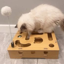 Jouets pour chats évider la balle en carton ondulé résistant à l'usure chat griffoir griffe broyeur Teaser chat bâton carrousel balle 240226